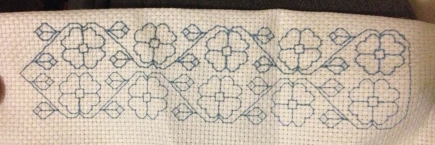 My first and only ever counted blackwork. I made this under the instruction of Lady Elizabeth Beaumont during a class she taught for the College of St Aldhelm.