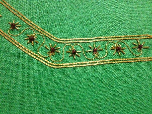 Close up of a section of my embroidery for my dress.