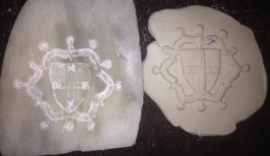 My initial carved mould (left) and test plasticine piece (right).
