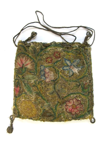Manchester Art Gallery (accessed October 2013). Purse & Sweetbag, Europe, United Kingdom (1630-1660). Accession number 1951.441. Extant sweet bag with metal-thread tramming for the embroidered background.