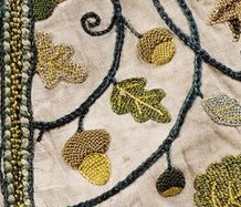 Oak leaf used as the pattern for my oak leaf tassels. It's from an Elizabethan Jacket, 1590-1630, made in Britain/United Kingdom. Victoria and Albert Museum, Museum Number 919-1873.
