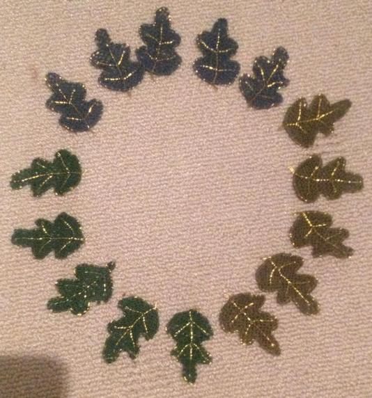 Fifteen needlelace leaf tassels, each taking approximately 2.5 hours or so to complete.