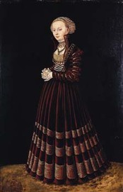 'Portrait of a Lady with an Apple' by Lucas Cranach the Elder, 1527.  Image source: http://sophie-stitches.weebly.com/german-saxon-cranach-gown.html