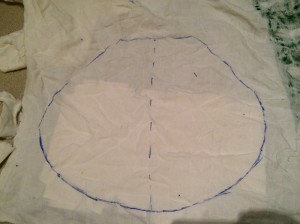 Figure 4: Caul mockup two – the second mockup pattern, which is kind of like a teardrop shape with the top cut off.
