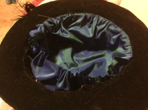 Figure 12: The lining is 1/3rd whip stitched into the brim.
