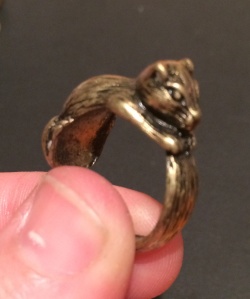 Squirrel ring (well worn, now) from Queen of Aethelmearc at Pennsic 41