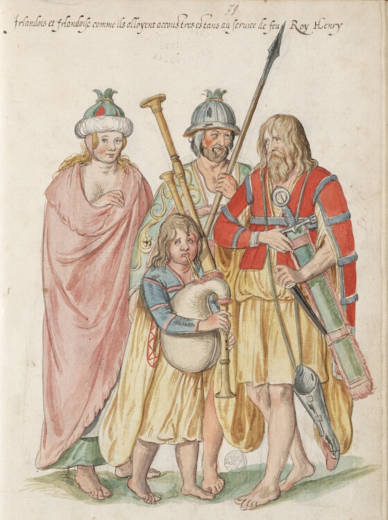 Irish people depicted in watercolours by Lucas de Heere (ca 1575).