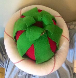 Top view of the completed Onion Hat, by THL Ceara Shionnach Jan-Feb 2015.