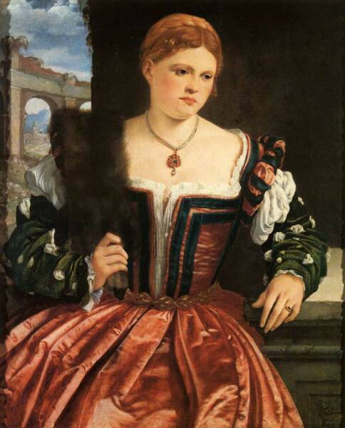 1535 "Portrait Of A Lady" by Moretto da Brescia. Source: Zibellini's Pictures and Information - http://www.sablegreyhound.com/ZibelliniPicsAndInfo.html
