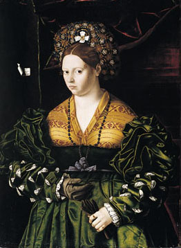 Portrait of a Lady in a Green Dress, 1530, by Bartolomeo Veneto (1470-1531)