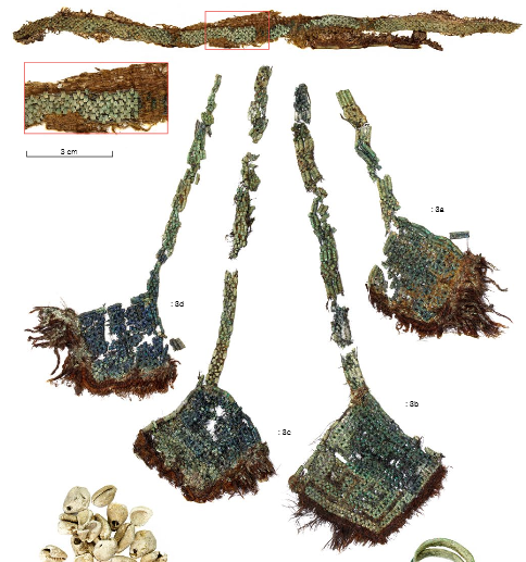 Figure 2: Bronze spirals woven into horse hair. Estonian headband grave find, page 168, Valk et. al 2014.